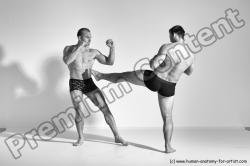 Underwear Martial art Man - Man White Moving poses Athletic Short Brown Dynamic poses Academic